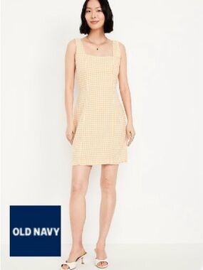 Old Navy Yellow Gingham Square Neck Mini Dress